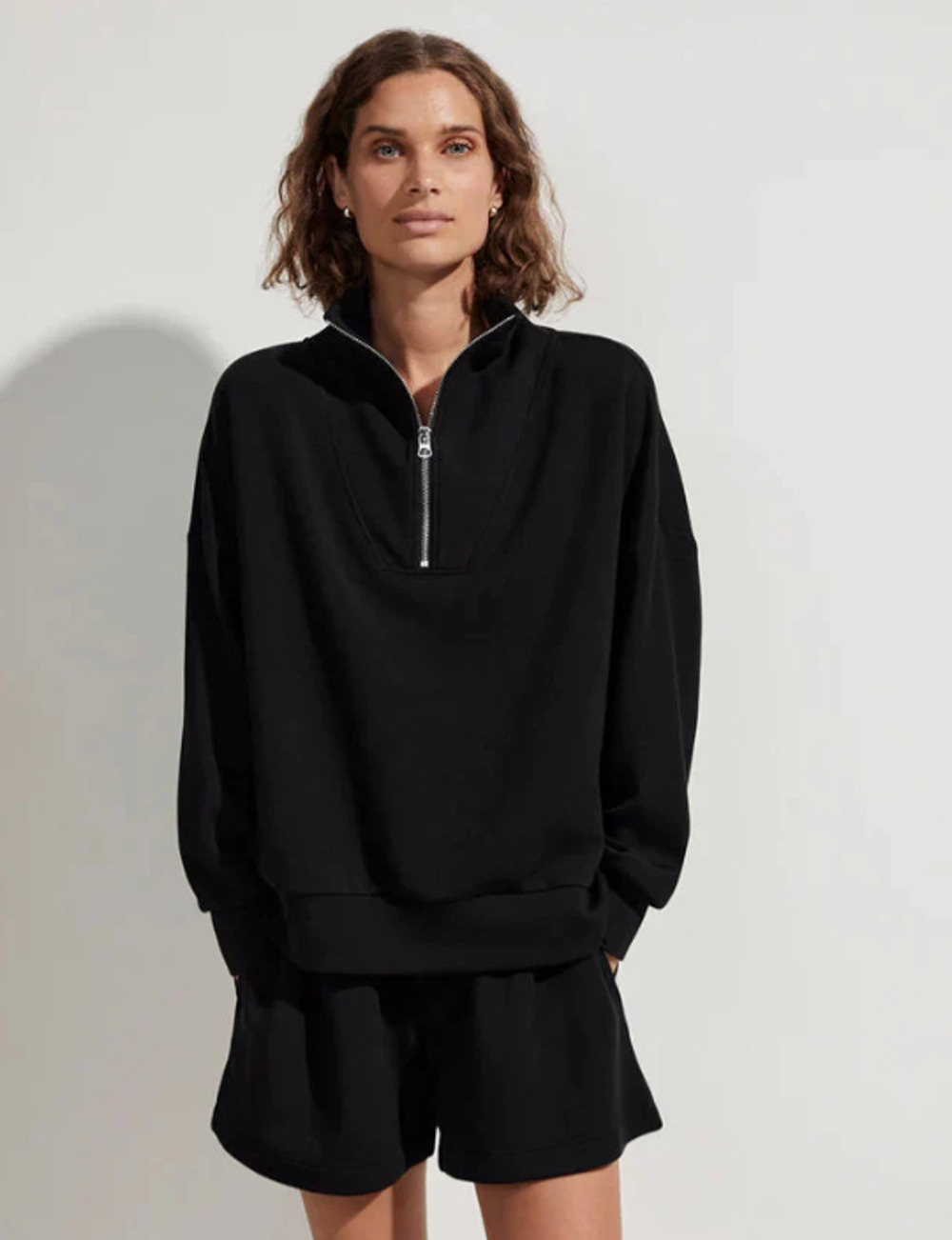 VARLEY Women's Hawley Half Zip Sweatshirt XXS Black Long Sleeve DoubleSoft NWT